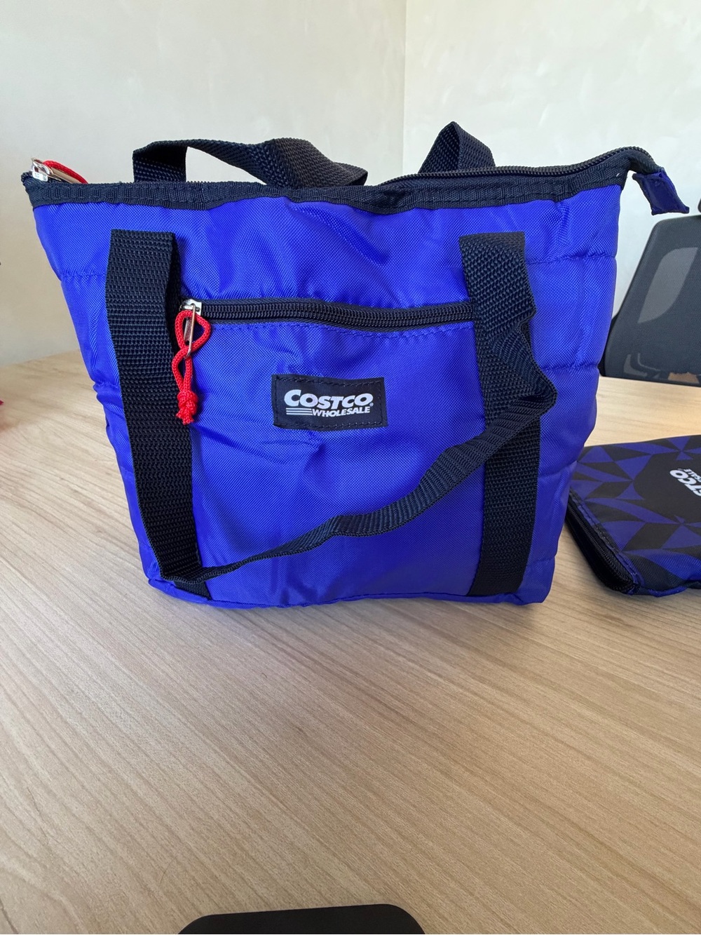 COSTCO MINI TOTE BAG Blue Nylon Tote Bag with Black Straps